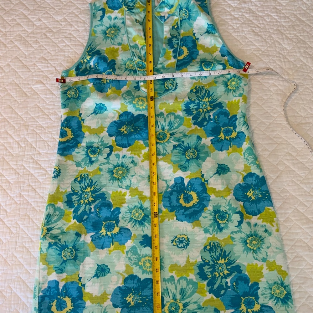 Sail to Sable Dress Size Large – Sleeveless Shift – Aqua Blue Green Floral (D16) - Picture 2 of 6
